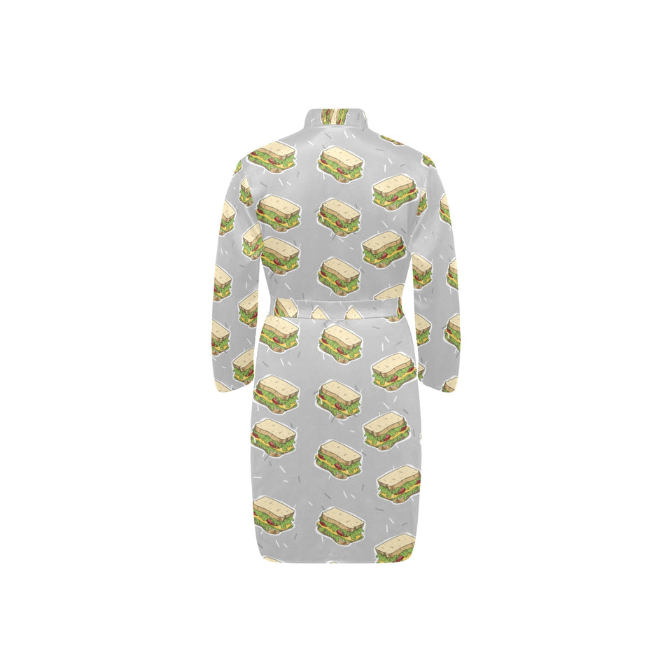 Sandwich Pattern Print Design 05 Men's Long Sleeve Belted Night Robe