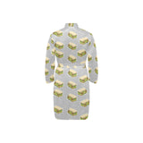 Sandwich Pattern Print Design 05 Men's Long Sleeve Belted Night Robe