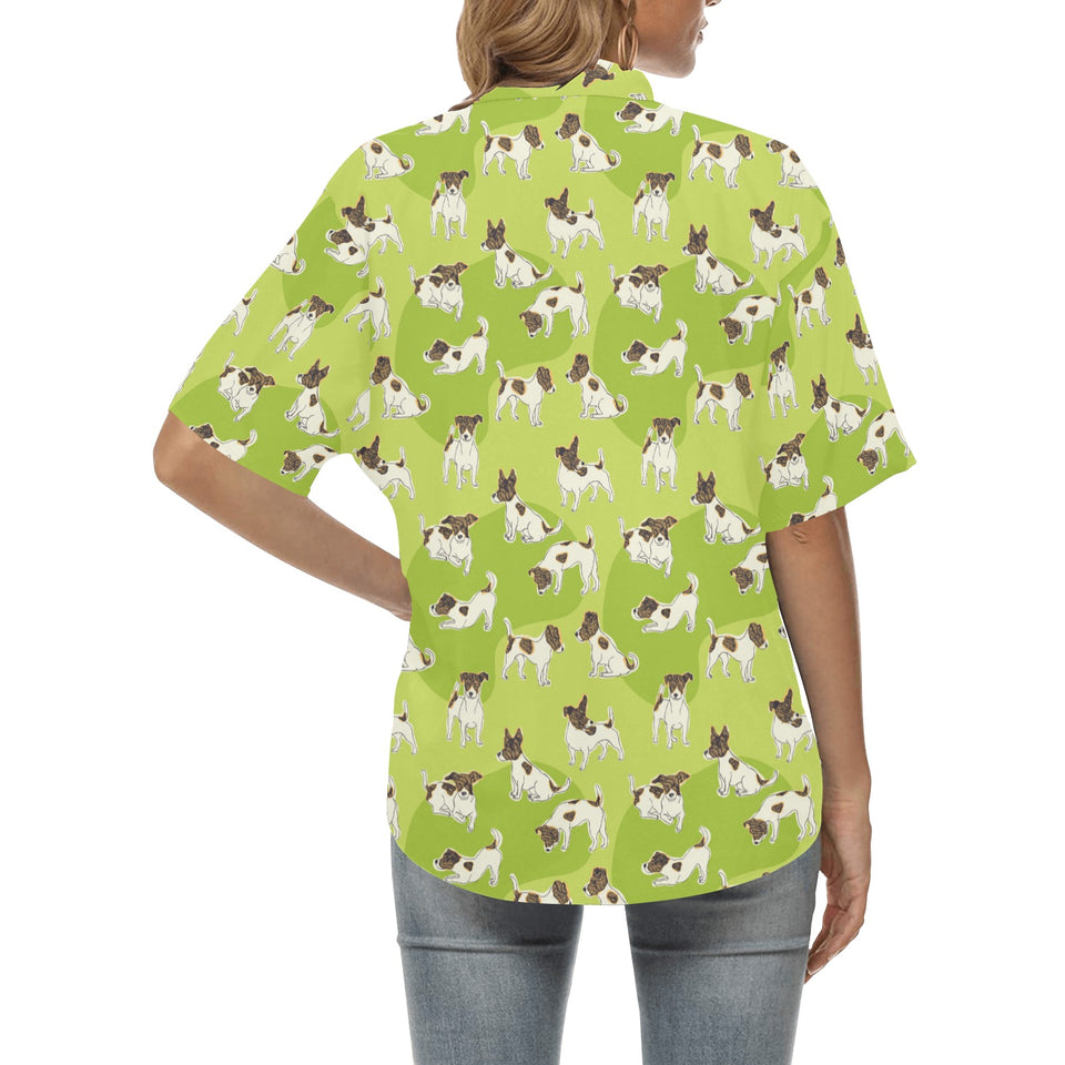 Jack Russel Pattern Print Design 01 Women's All Over Print Hawaiian Shirt