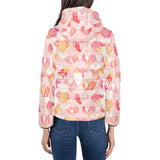 Hand drawn heart design pattern Women's Padded Hooded Jacket