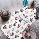 French bulldog cup paw pattern Blanket Robe with Sleeves