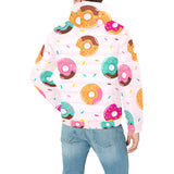 Donut pattern glaze pink background Men's Padded Hooded Jacket