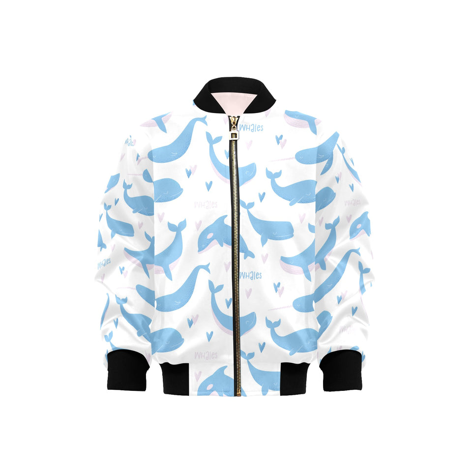 Blue whale pattern Kids' Boys' Girls' Bomber Jacket