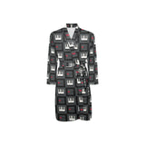 Piano Pattern Print Design 05 Men's Long Sleeve Belted Night Robe