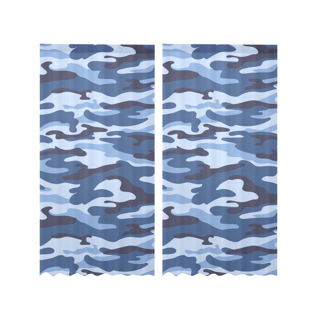 Blue camouflage pattern Gauze Curtain