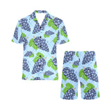 Watercolor grape pattern Men's V-Neck Short Pajama Set