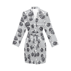 Sun Glasses Pattern Print Design 04 Women's Long Sleeve Belted Night Robe