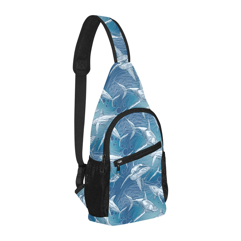 Shark hand drawn All Over Print Chest Bag