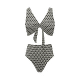 Coffee bean abstract modern pattern Chest Bowknot High Waisted Bikini Swimsuit