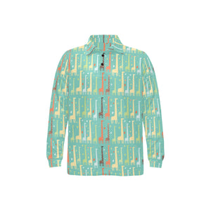 Giraffe Pattern Print Design 01 Men's Long Sleeve Polo Shirt