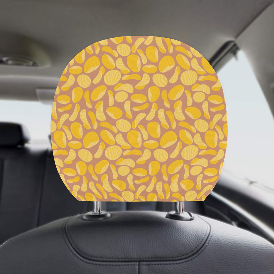 Potato Chips Pattern Print Design 01 Car Headrest Cover