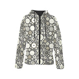 Gear Pattern Print Design 02 Women's Padded Hooded Jacket