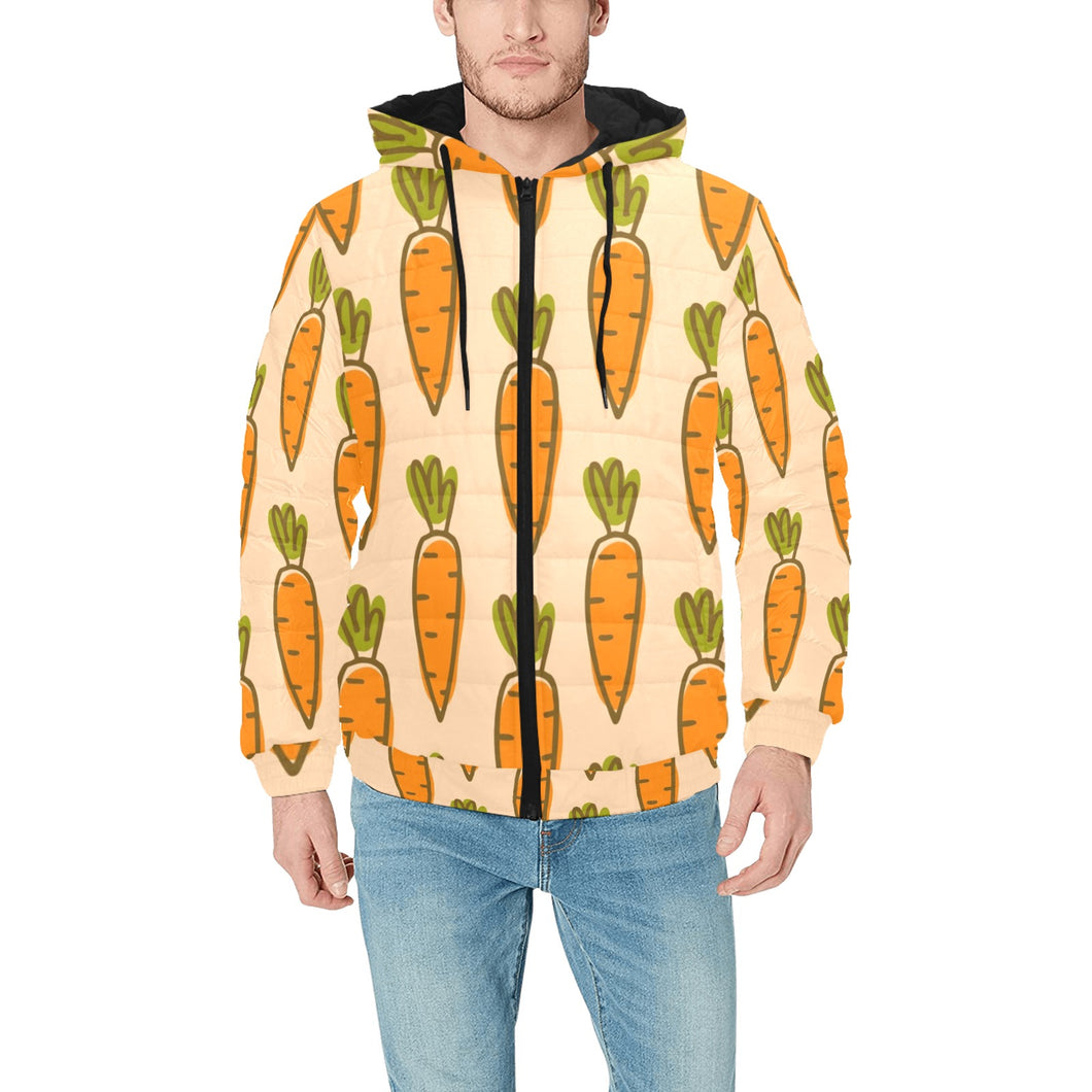 Carrot Pattern Print Design 04 Men's Padded Hooded Jacket