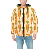 Carrot Pattern Print Design 04 Men's Padded Hooded Jacket