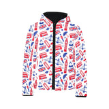 British Pattern Print Design 01 Kids' Boys' Girls' Padded Hooded Jacket