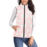 Clock pattern pink blackground Women's Padded Vest