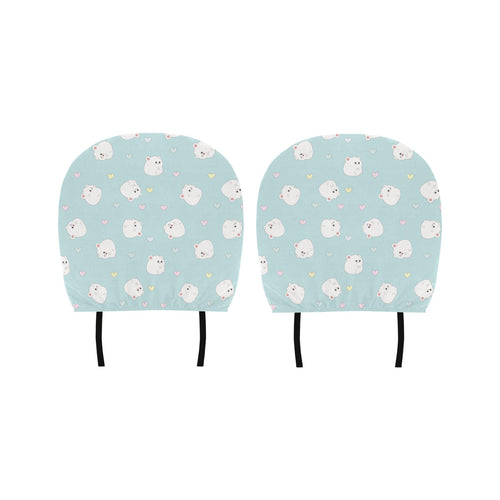 White cute hamsters heart pattern Car Headrest Cover