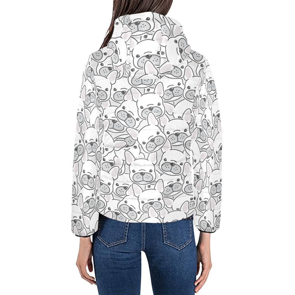 Cute french bulldog head pattern Women's Padded Hooded Jacket