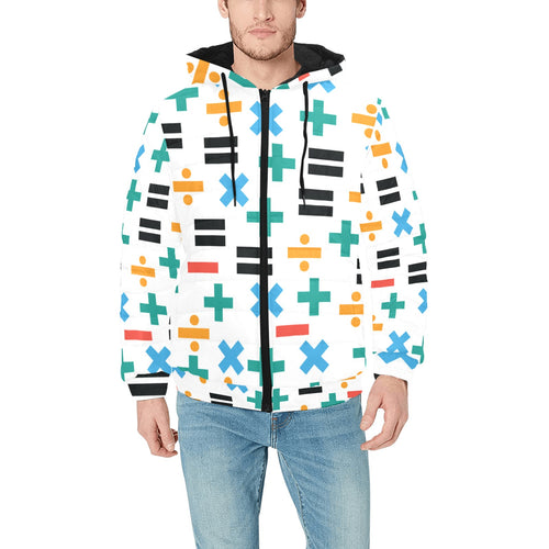 Math Pattern Print Design 05 Men's Padded Hooded Jacket