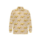 Rhino yellow theme pattern Men's Long Sleeve Polo Shirt