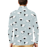 Sheep polka dot cloud pattern Men's Long Sleeve Polo Shirt