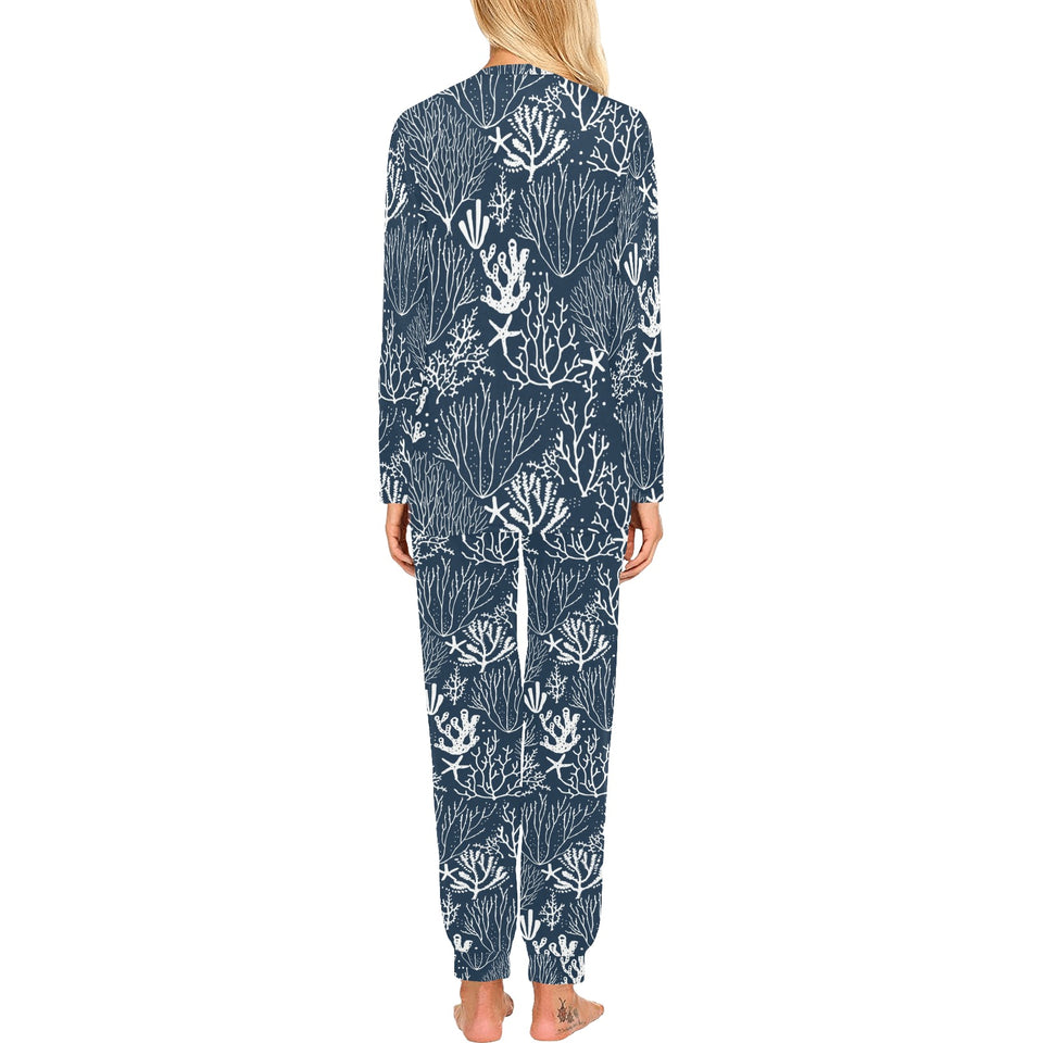 Coral Reef Pattern Print Design 05 Women's All Over Print Pajama Set