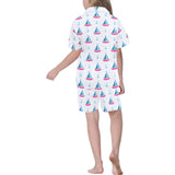 Sailboat anchor pattern Kids' Boys' Girls' V-Neck Short Pajama Set