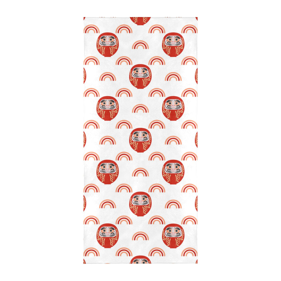Daruma japanese wooden doll design pattern Beach Towel