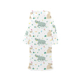Cute Rhino pattern Blanket Robe with Sleeves