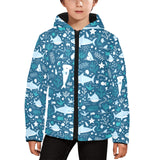 Cute shark pattern Kids' Boys' Girls' Padded Hooded Jacket