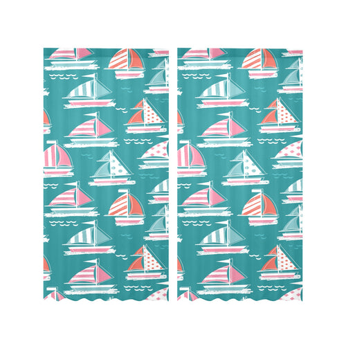 Cute sailboat pattern Gauze Curtain