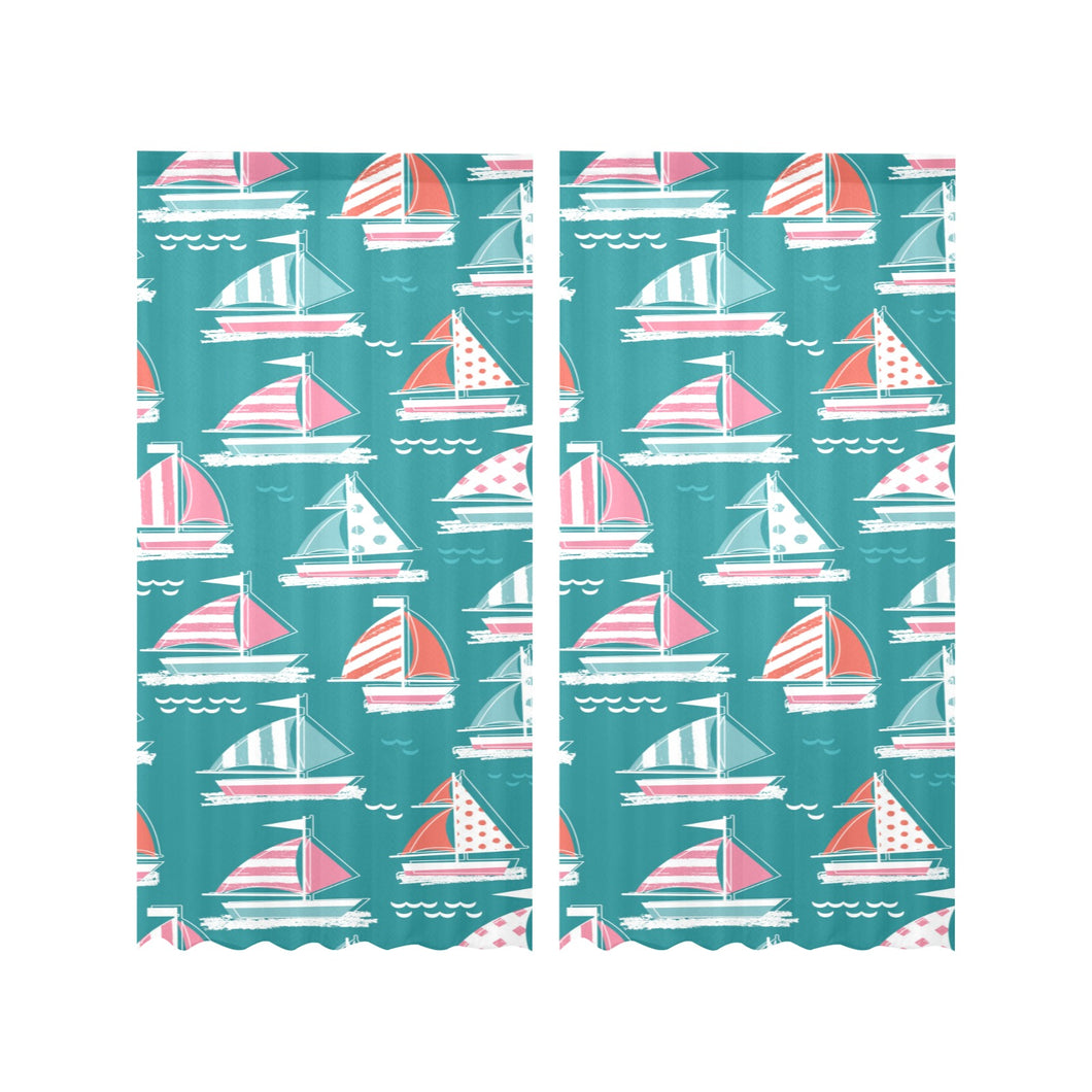 Cute sailboat pattern Gauze Curtain