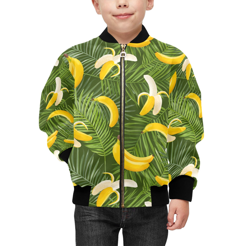 Banana Palm Leaves pattern Kids' Boys' Girls' Bomber Jacket
