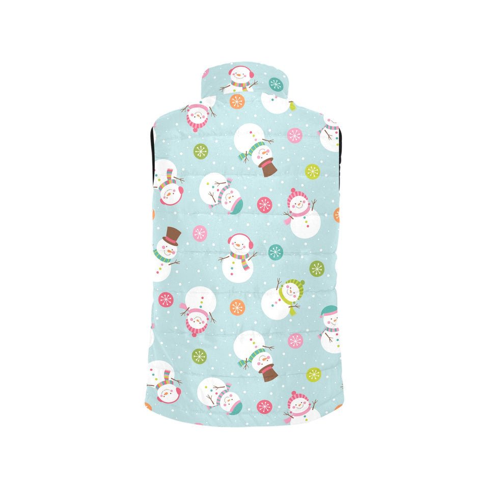 Cute snowman snowflake pattern Women's Padded Vest