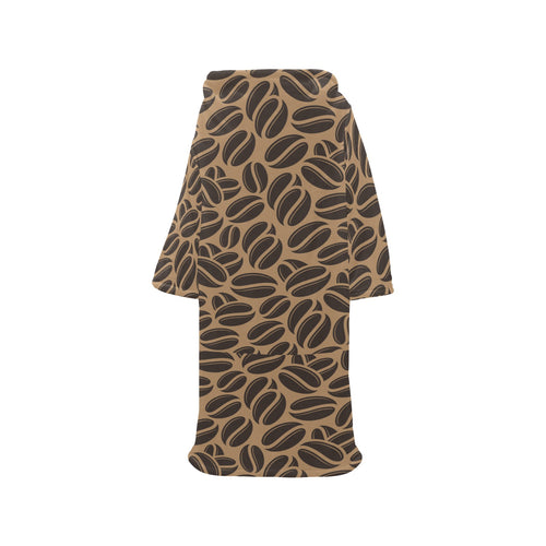 Coffee bean on brown background Blanket Robe with Sleeves