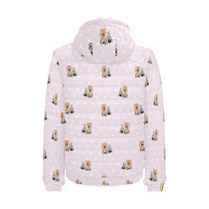 Yorkshire Terrier Pattern Print Design 02 Men's Padded Hooded Jacket