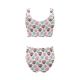 Pretzels Pattern Print Design 04 Chest Bowknot High Waisted Bikini Swimsuit