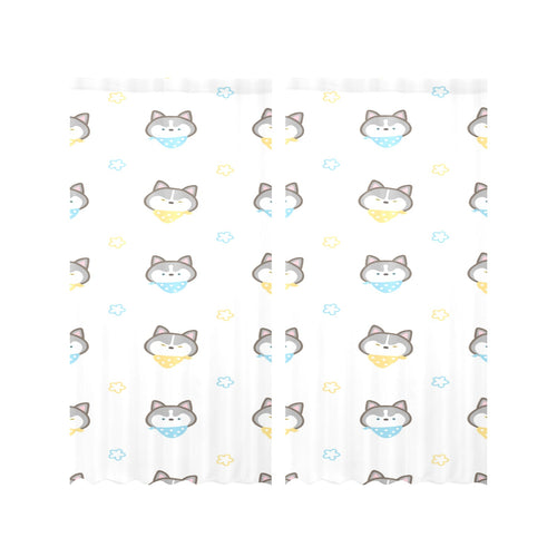 Cute Siberian Husky pattern Gauze Curtain
