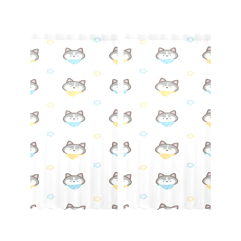 Cute Siberian Husky pattern Gauze Curtain