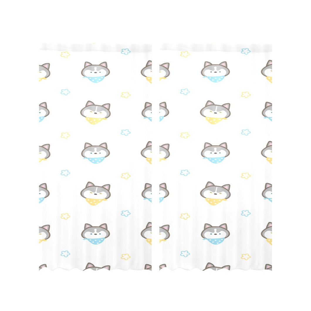 Cute Siberian Husky pattern Gauze Curtain