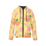 Grapefruit yellow background Women's Padded Hooded Jacket