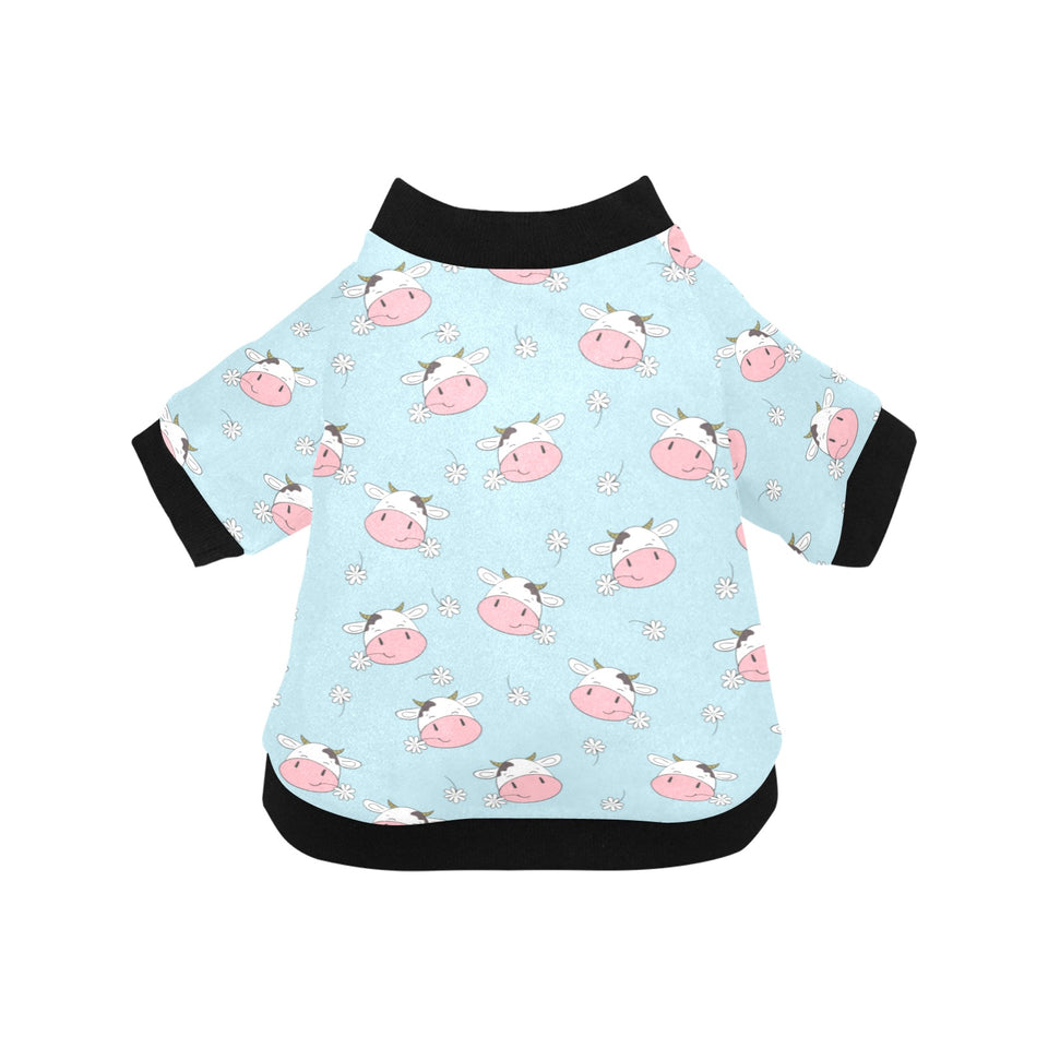 Cute cow flower pattern All Over Print Pet Dog Round Neck Fuzzy Shirt