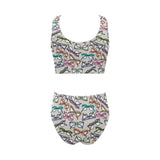 Sun Glasses Pattern Print Design 01 Chest Bowknot High Waisted Bikini Swimsuit