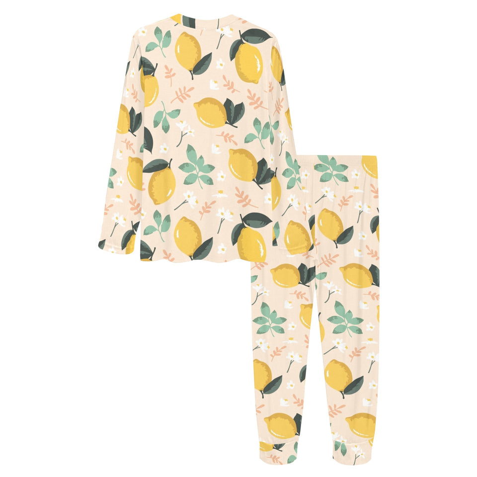 lemon flower leave pattern Women's All Over Print Pajama Set