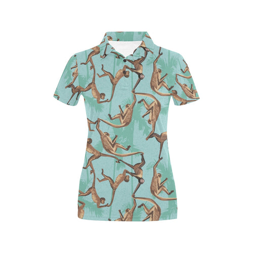 Monkey Palm tree background Women's All Over Print Polo Shirt
