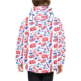 British Pattern Print Design 01 Kids' Boys' Girls' Padded Hooded Jacket