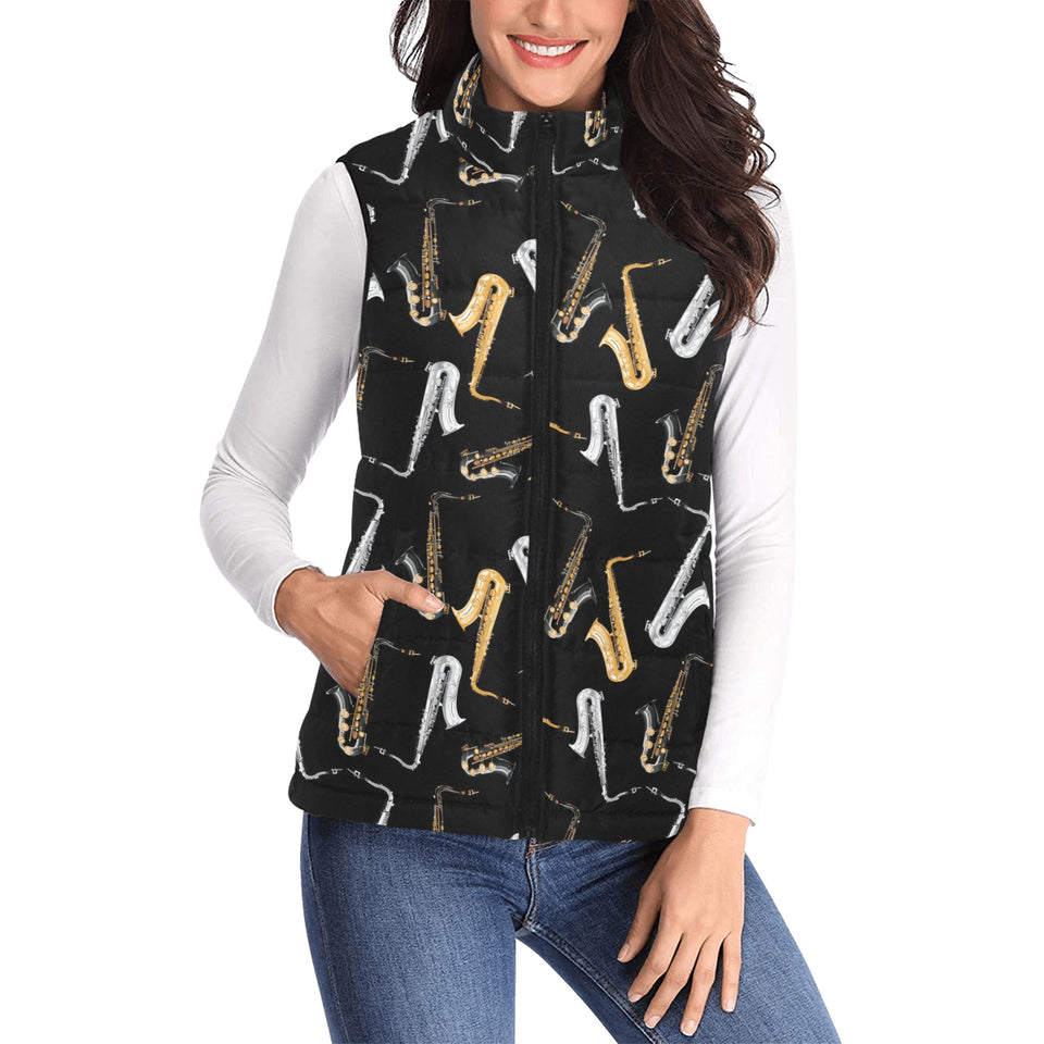 saxophone design pattern Women's Padded Vest