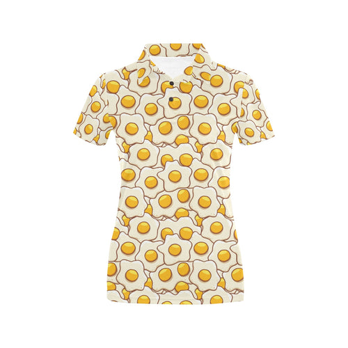 Fried Eggs Pattern Print Design 02 Women's All Over Print Polo Shirt