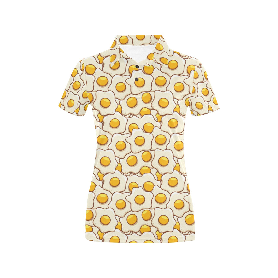 Fried Eggs Pattern Print Design 02 Women's All Over Print Polo Shirt