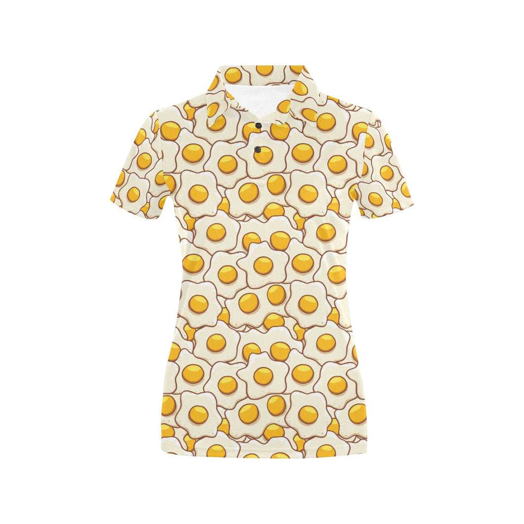 Fried Eggs Pattern Print Design 02 Women's All Over Print Polo Shirt